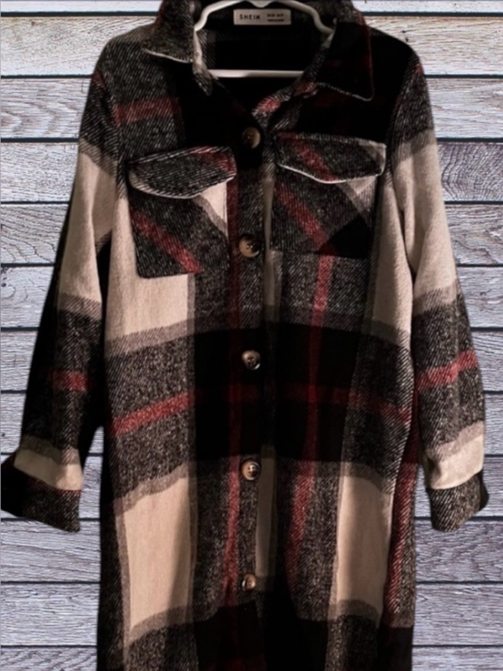 Shein girls long coat with pockets size 7